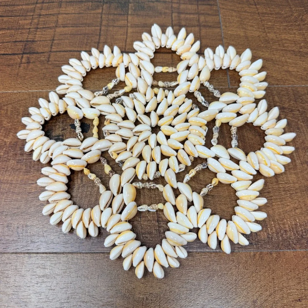 Handcrafted Cowrie Shell Mandala Trivet Centerpiece Boho Coastal
